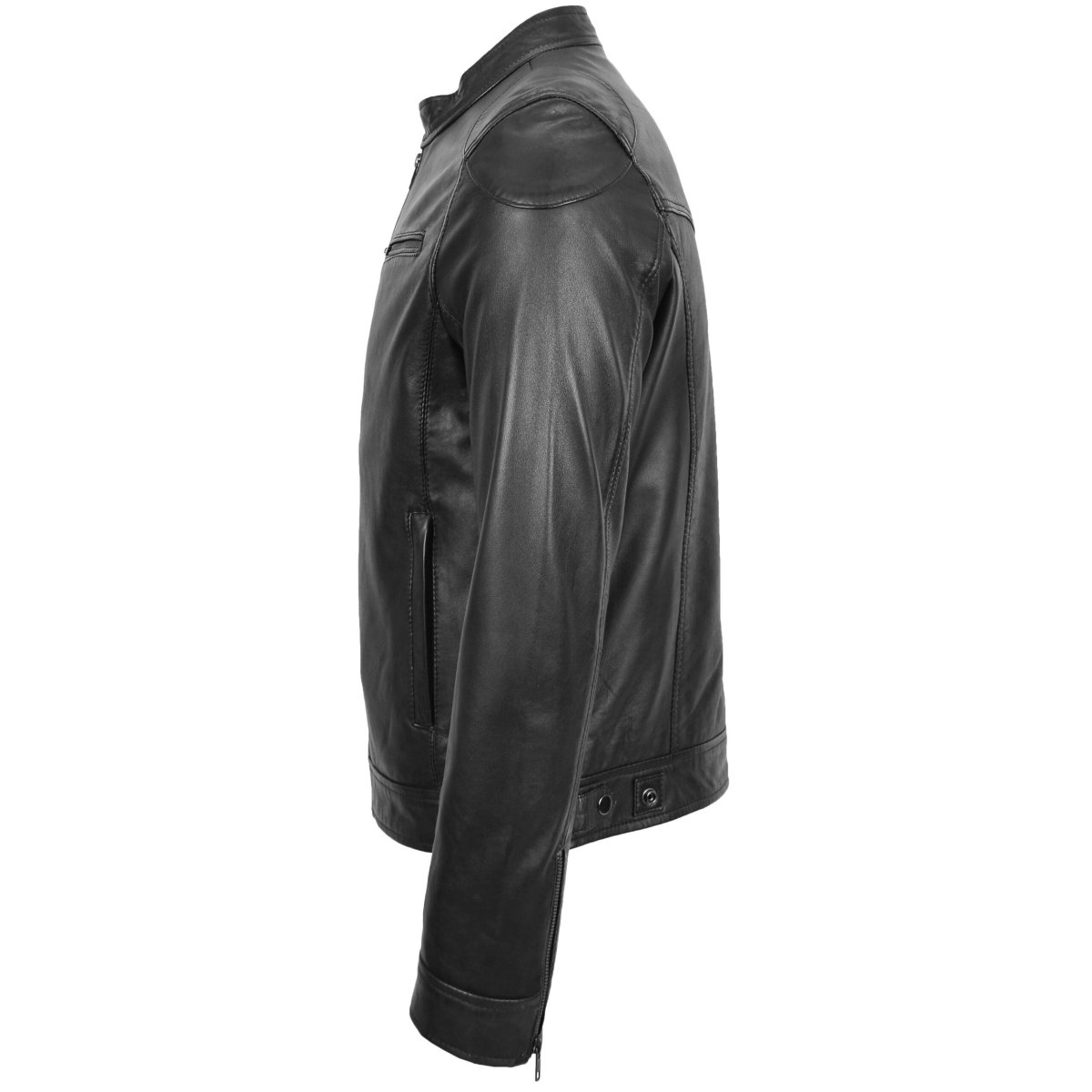 BUNERI Chaqueta de Cuero Biker Casual para Hombre Negro - Imagen 6