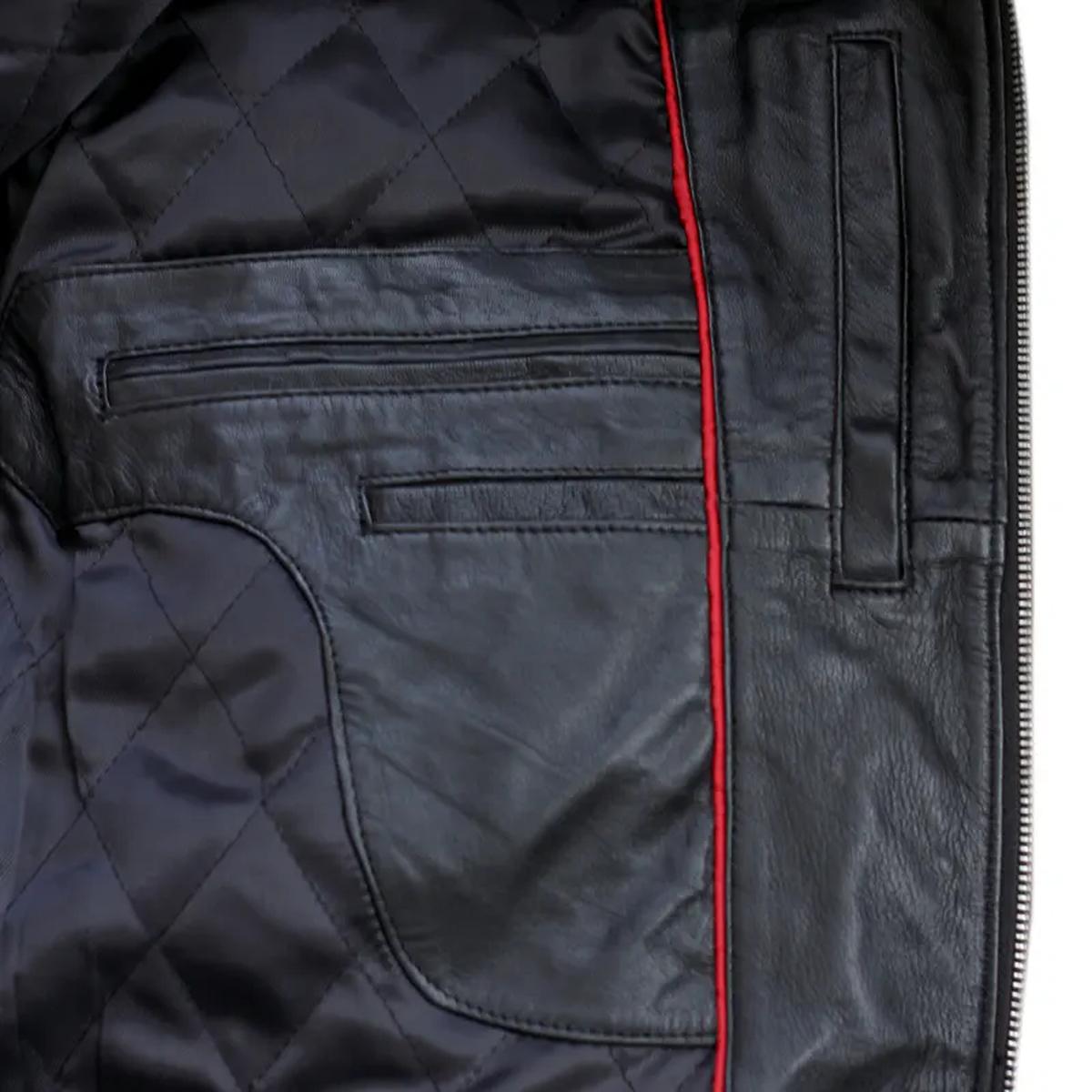Chaqueta de moto clásica negra de cuero auténtico para hombre, estilo cafe racer. - Imagen 6