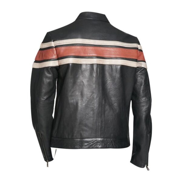 Chaqueta de hombre de piel de cordero auténtica a rayas negras - Imagen 4