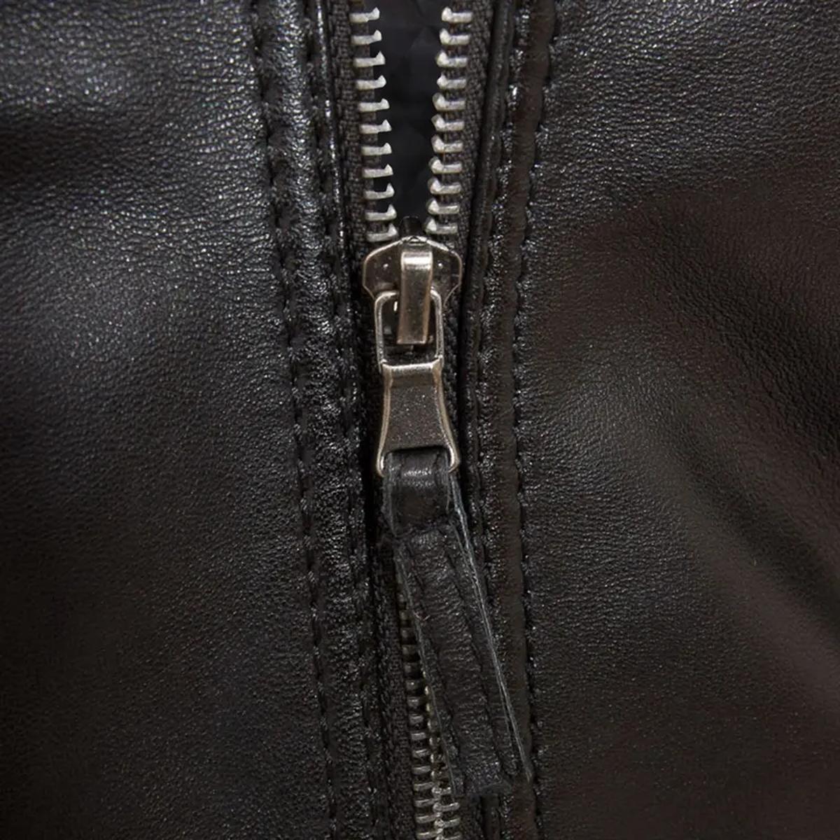 Chaqueta informal para hombre de piel auténtica con rayas estilo motero. - Imagen 5