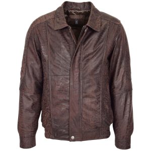 BUNERI Bomber de Cuero Nubuck Jim en Marrón Clásico