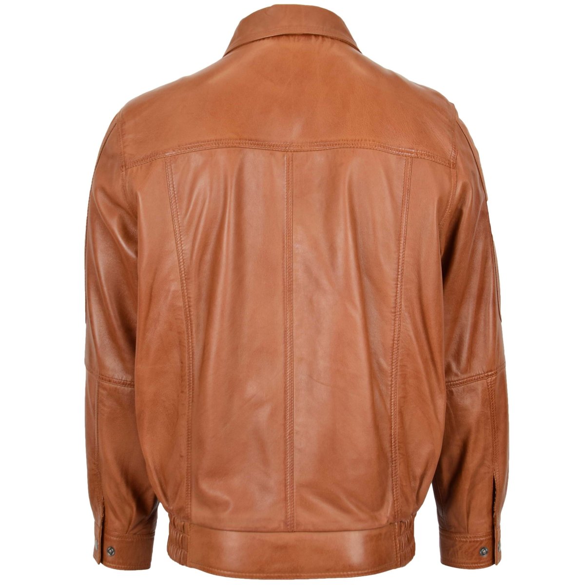 BUNERI Cazadora Bomber de Cuero Hombre Estilo Clásico Tostado - Imagen 3