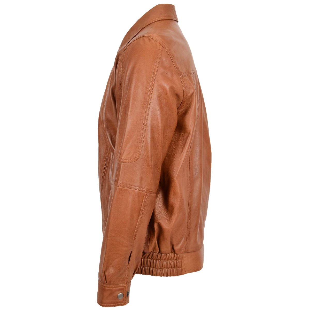 BUNERI Cazadora Bomber de Cuero Hombre Estilo Clásico Tostado - Imagen 5