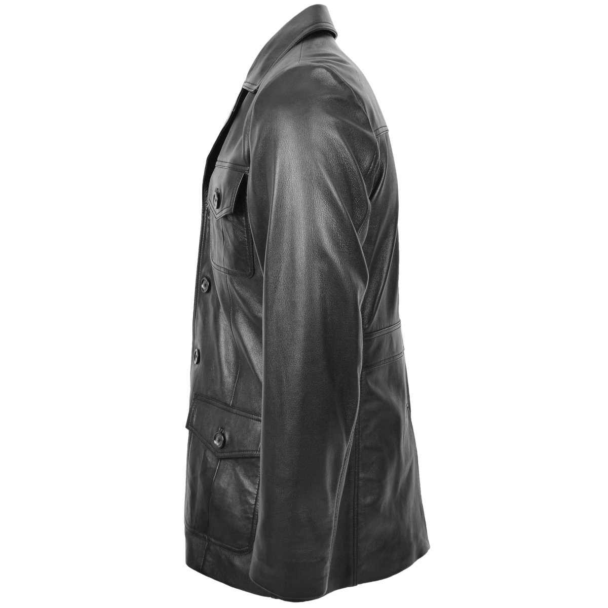 BUNERI Chaqueta Jerry Negra de Cuero Estilo Marinero - Imagen 5