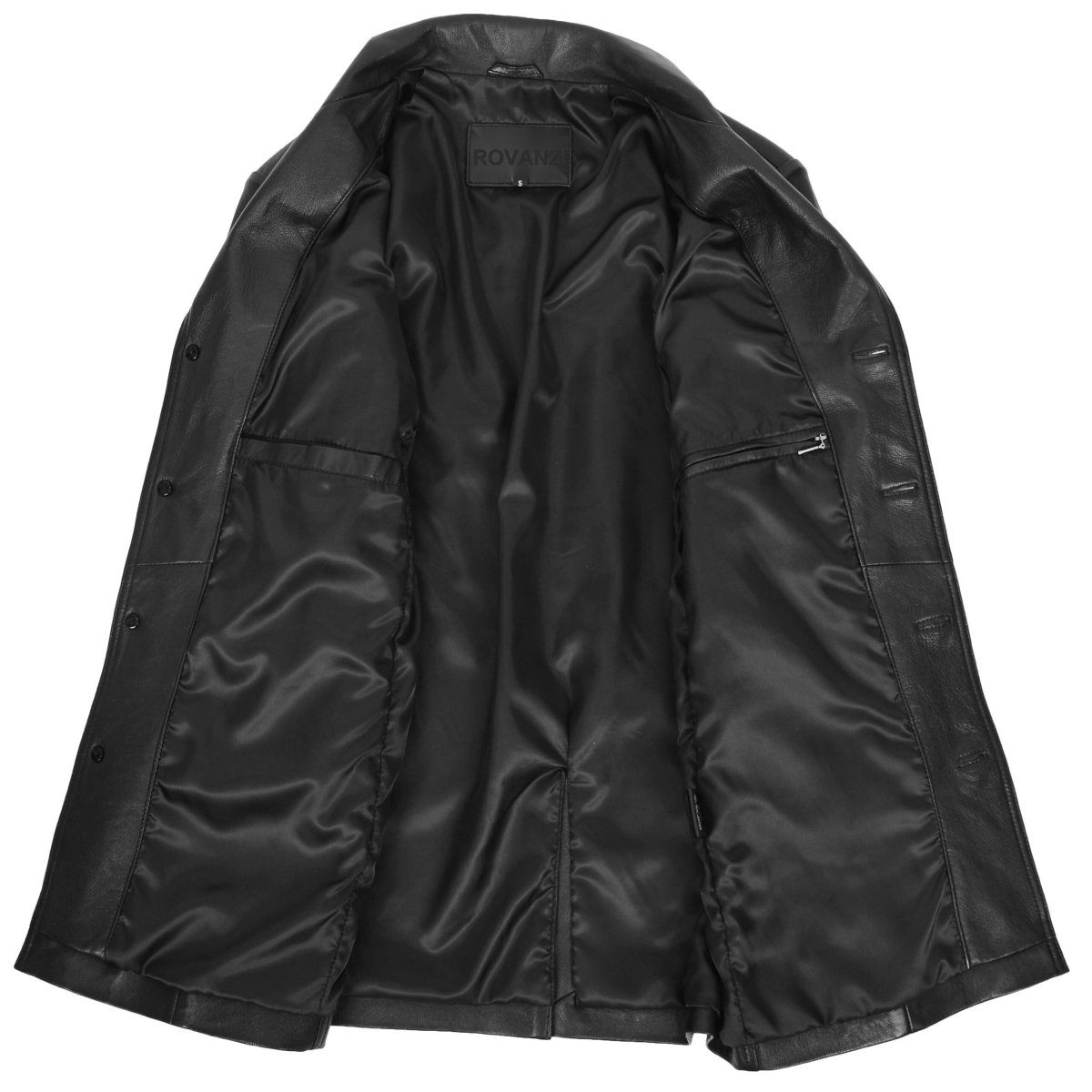 BUNERI Chaqueta Jerry Negra de Cuero Estilo Marinero - Imagen 6