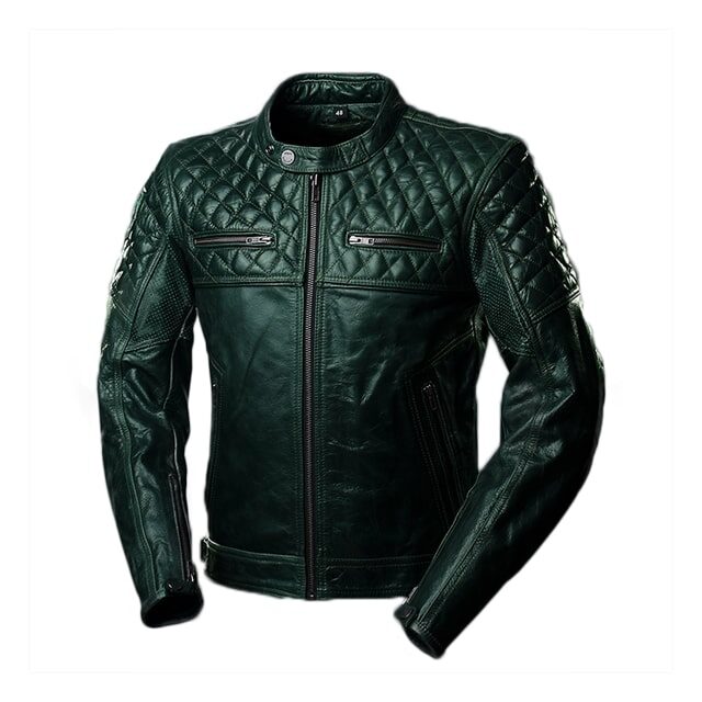 Chaqueta de hombre estilo Cafe Racer Racing Scrambler de cuero genuino acolchado - Imagen 2
