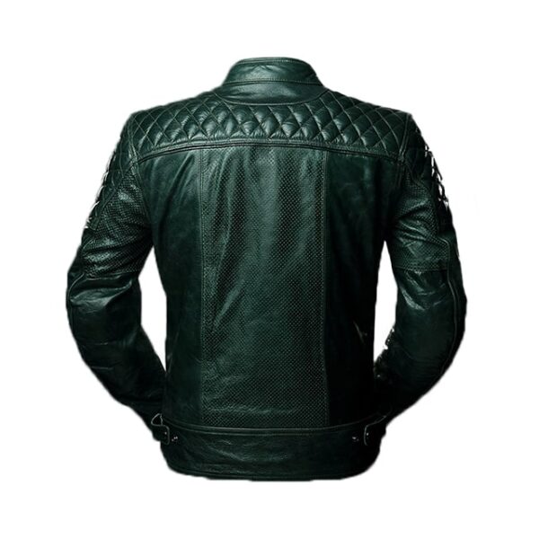 Chaqueta de hombre estilo Cafe Racer Racing Scrambler de cuero genuino acolchado - Imagen 3
