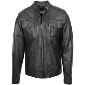 BUNERI Chaqueta Biker Casual Jaime Cuero Negro