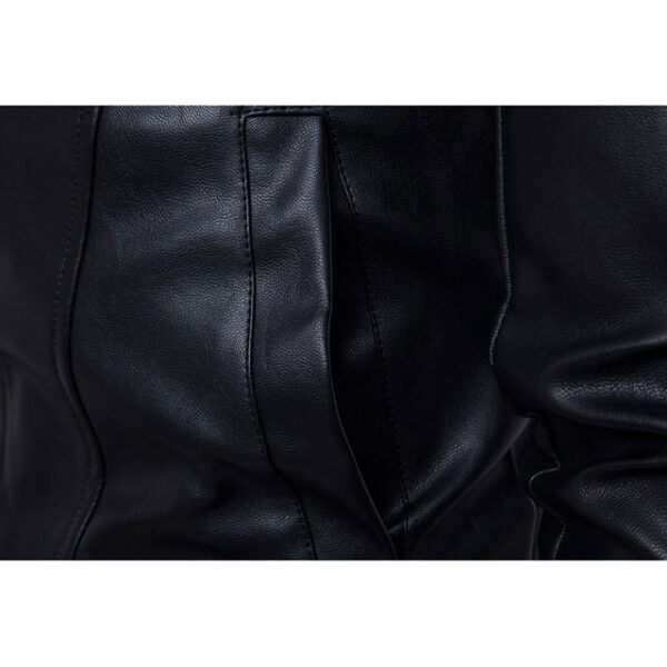 Chaqueta de motorista de piel de cordero auténtica, corte ajustado e informal para hombre. - Imagen 9