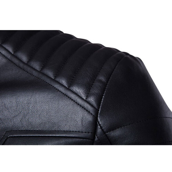 Chaqueta de motorista de piel de cordero auténtica, corte ajustado e informal para hombre. - Imagen 8
