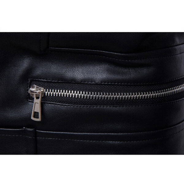 Chaqueta de motorista de piel de cordero auténtica, corte ajustado e informal para hombre. - Imagen 3