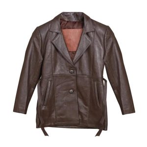 Blazer de hombre de auténtica piel marrón chocolate.