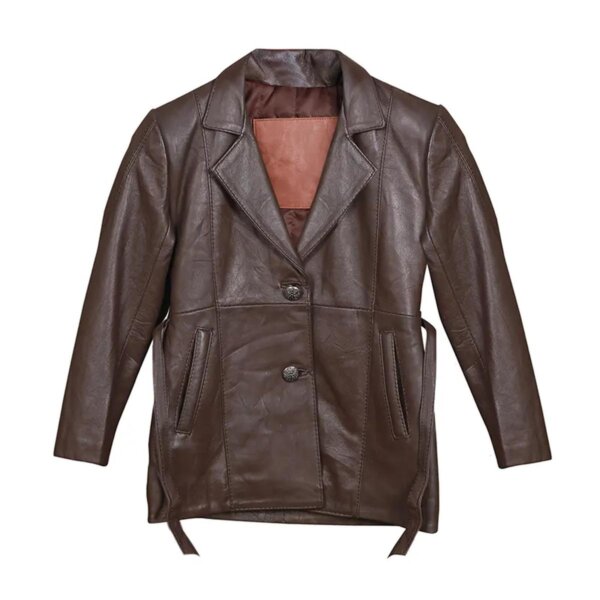 Blazer de hombre de auténtica piel marrón chocolate.
