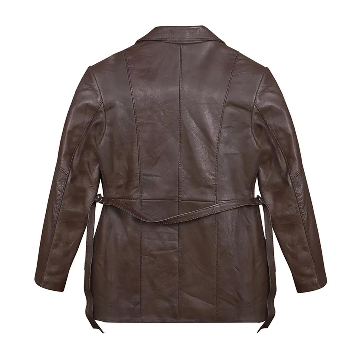 Blazer de hombre de auténtica piel marrón chocolate. - Imagen 4
