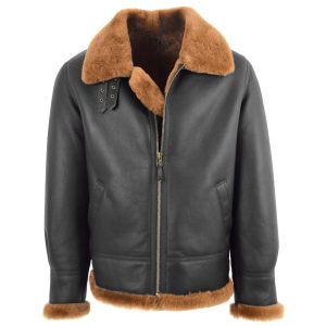 BUNERI B3 Hombre Original 100% Piel de Oveja Marrón Jengibre