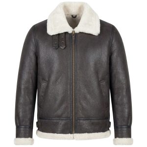 BUNERI Chaqueta Aviador B3 de Piel de Oveja Vintage Blanco Piedra