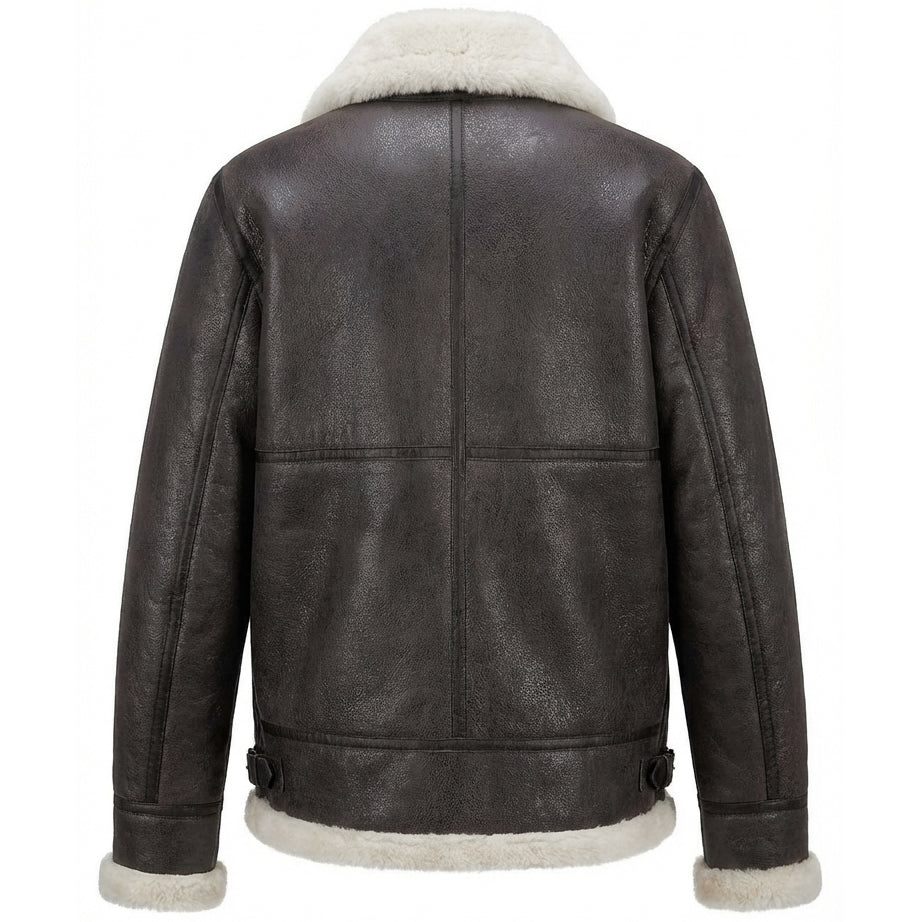 BUNERI Chaqueta Aviador B3 de Piel de Oveja Vintage Blanco Piedra - Imagen 5