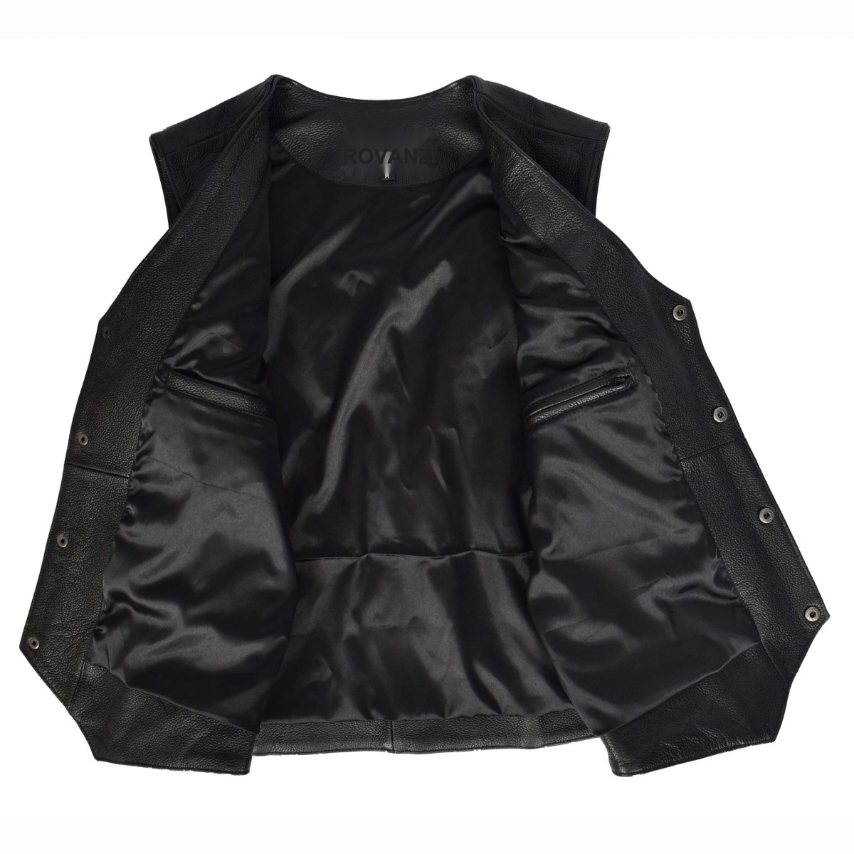 BUNERI Chaleco Biker de Cuero de Vaca para Hombre Flecos Western Negro - Imagen 7