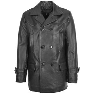 BUNERI Abrigo Peacoat de Cuero Salcombe Negro