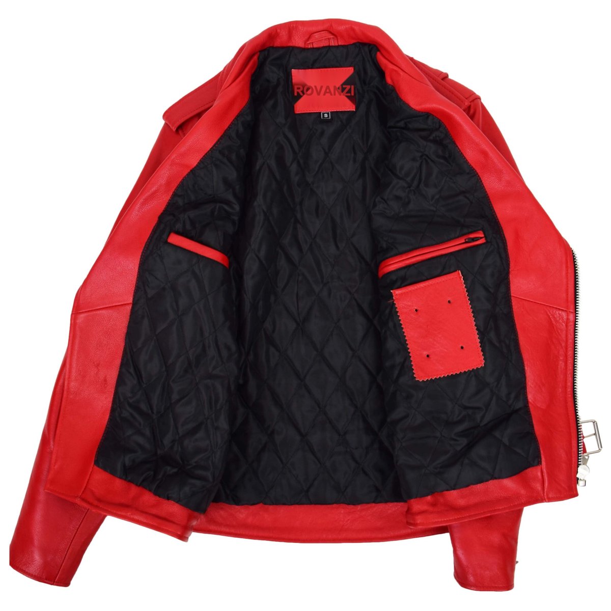 BUNERI Biker de Cuero Kyle Rojo Heavy Duty Brando Hombre - Imagen 7