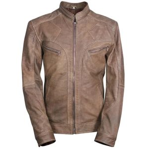 Chaqueta de cuero genuino envejecido J9 para hombre