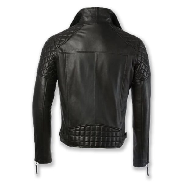 Chaqueta de motorista acolchada de cuero genuino encerado para hombre. - Imagen 6
