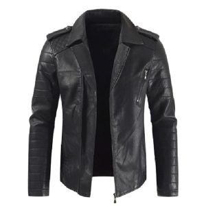 Chaqueta de hombre de piel de cordero auténtica con cuello con solapas.