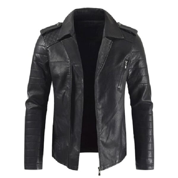 Chaqueta de hombre de piel de cordero auténtica con cuello con solapas. - Imagen 5