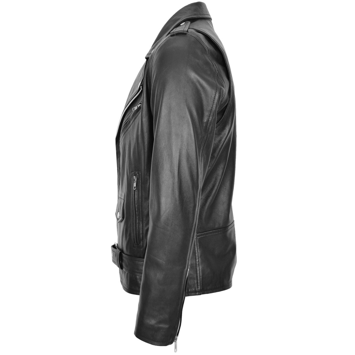 BUNERI Chaqueta Biker de Cuero Estilo Brando para Hombre - Imagen 6