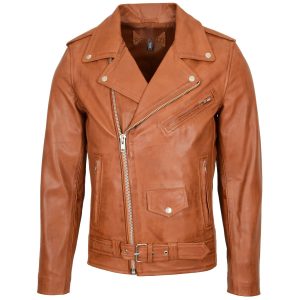 BUNERI Biker de Cuero Johnny Tostado Estilo Brando