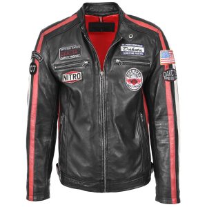 BUNERI Biker de Cuero Bobby Negro Logos Motorsport