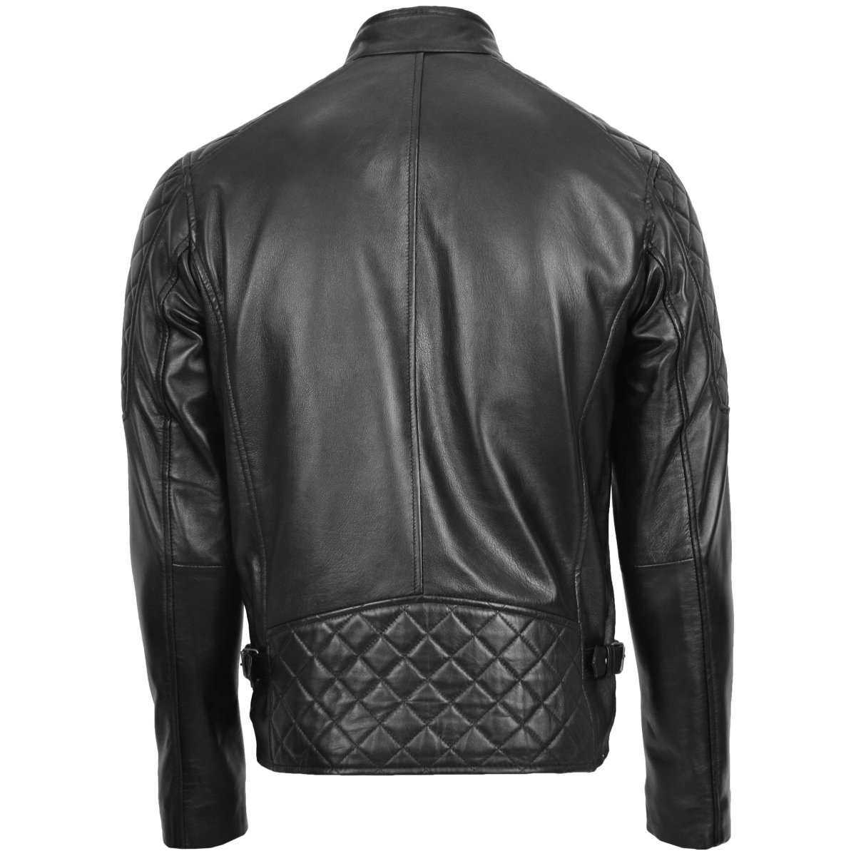 BUNERI Chaqueta Hombre Cuero Estilo Biker con Detalle Acolchado Negro - Imagen 3