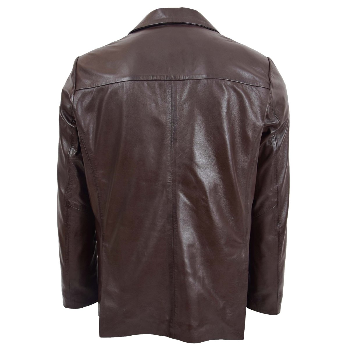 BUNERI Blazer de Cuero Marrón para Hombre de Dos Botones - Imagen 3
