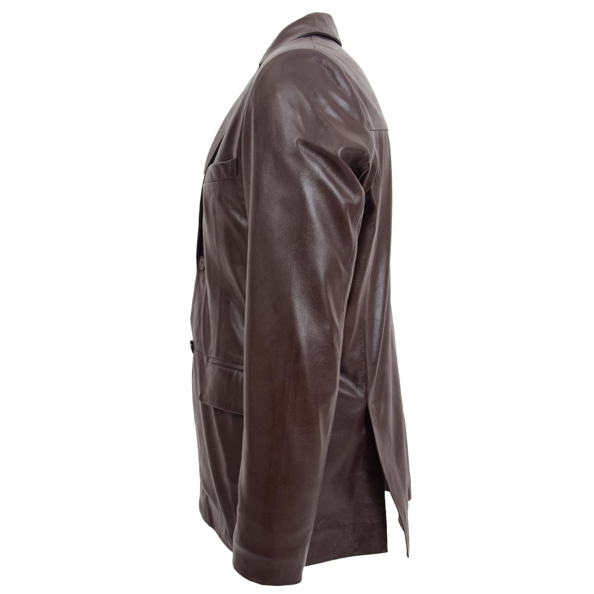 BUNERI Blazer de Cuero Marrón para Hombre de Dos Botones - Imagen 6
