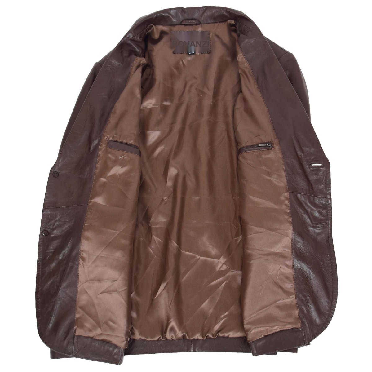 BUNERI Blazer de Cuero Marrón para Hombre de Dos Botones - Imagen 7