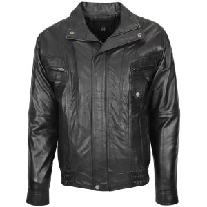 BUNERI Bomber Blouson Cuero Robert Negro