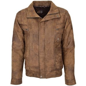BUNERI Chaqueta Hombre Cuero Bomber Blouson Marron