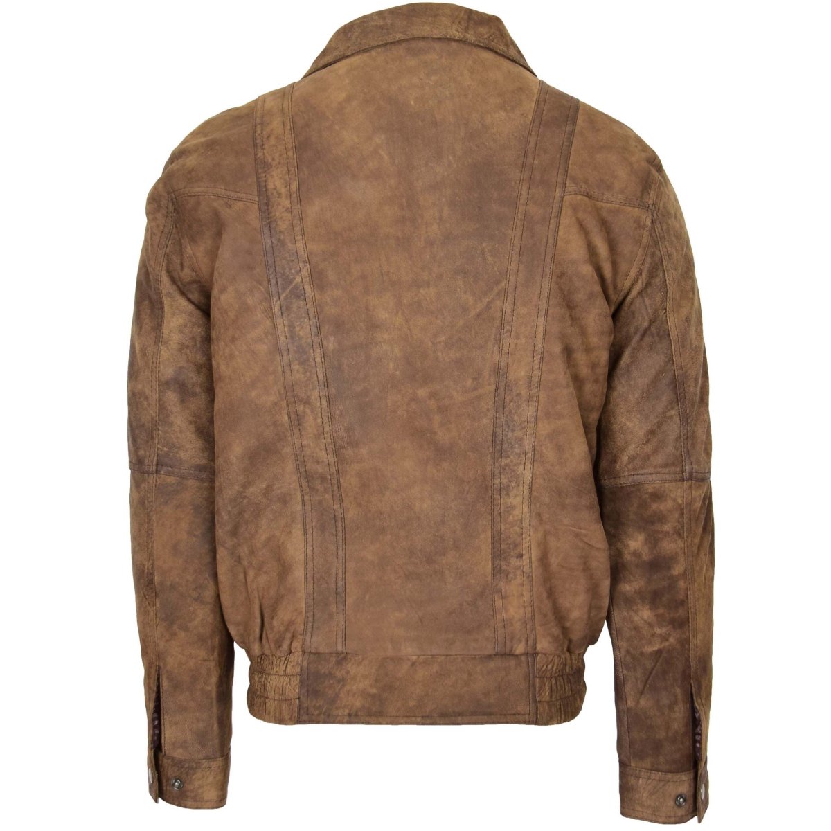 BUNERI Chaqueta Hombre Cuero Bomber Blouson Marron - Imagen 3