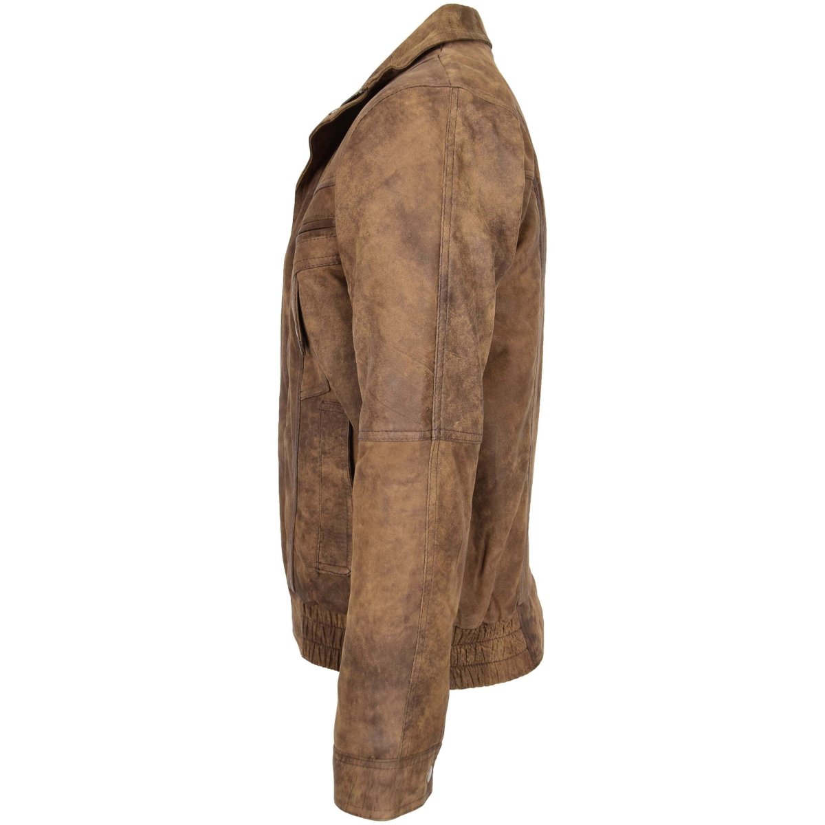 BUNERI Chaqueta Hombre Cuero Bomber Blouson Marron - Imagen 7