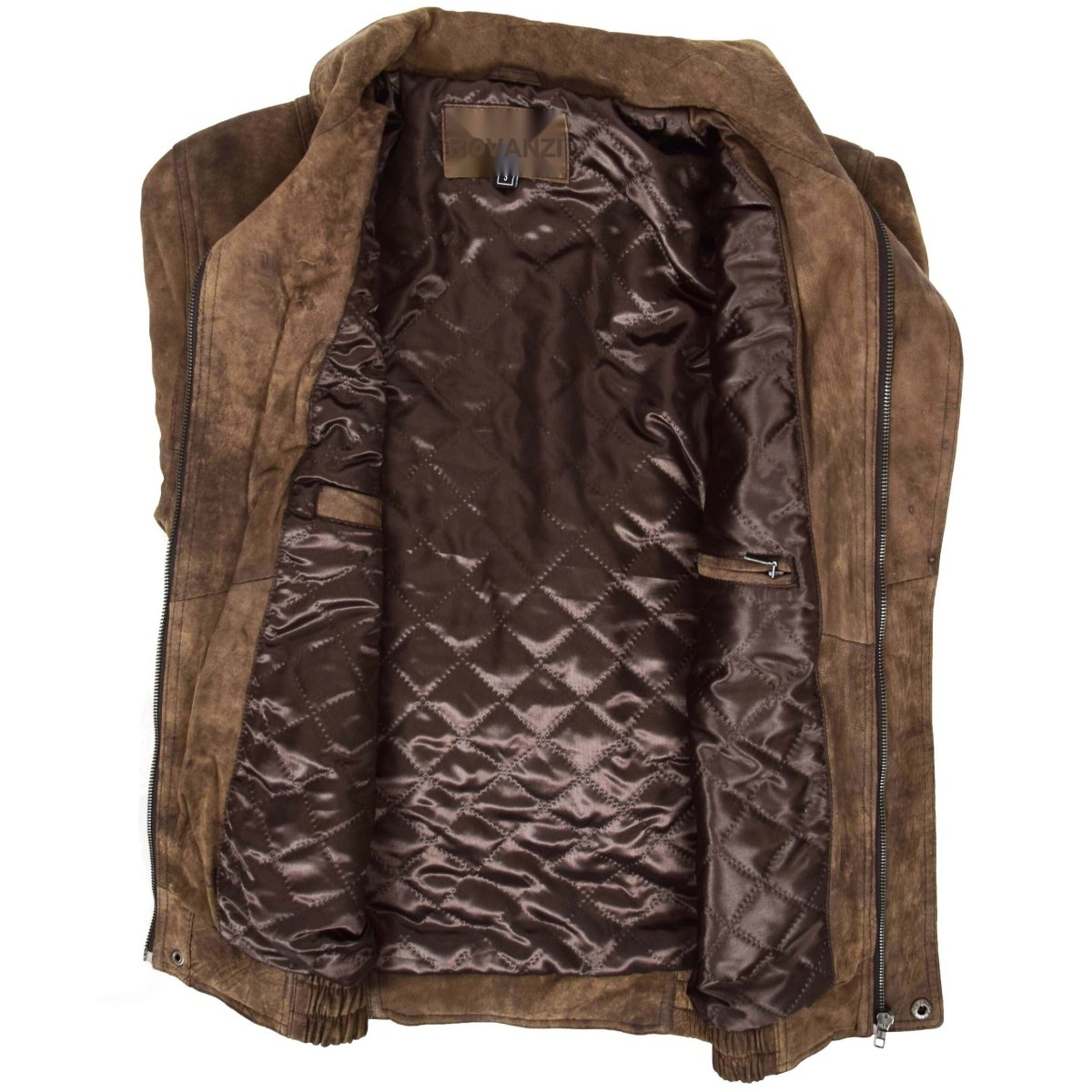 BUNERI Chaqueta Hombre Cuero Bomber Blouson Marron - Imagen 8
