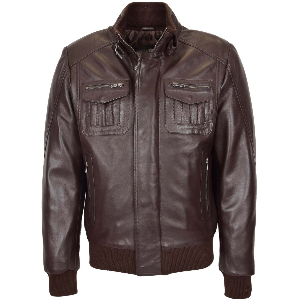 BUNERI Chaqueta Aviador de Cuero Tom Marrón