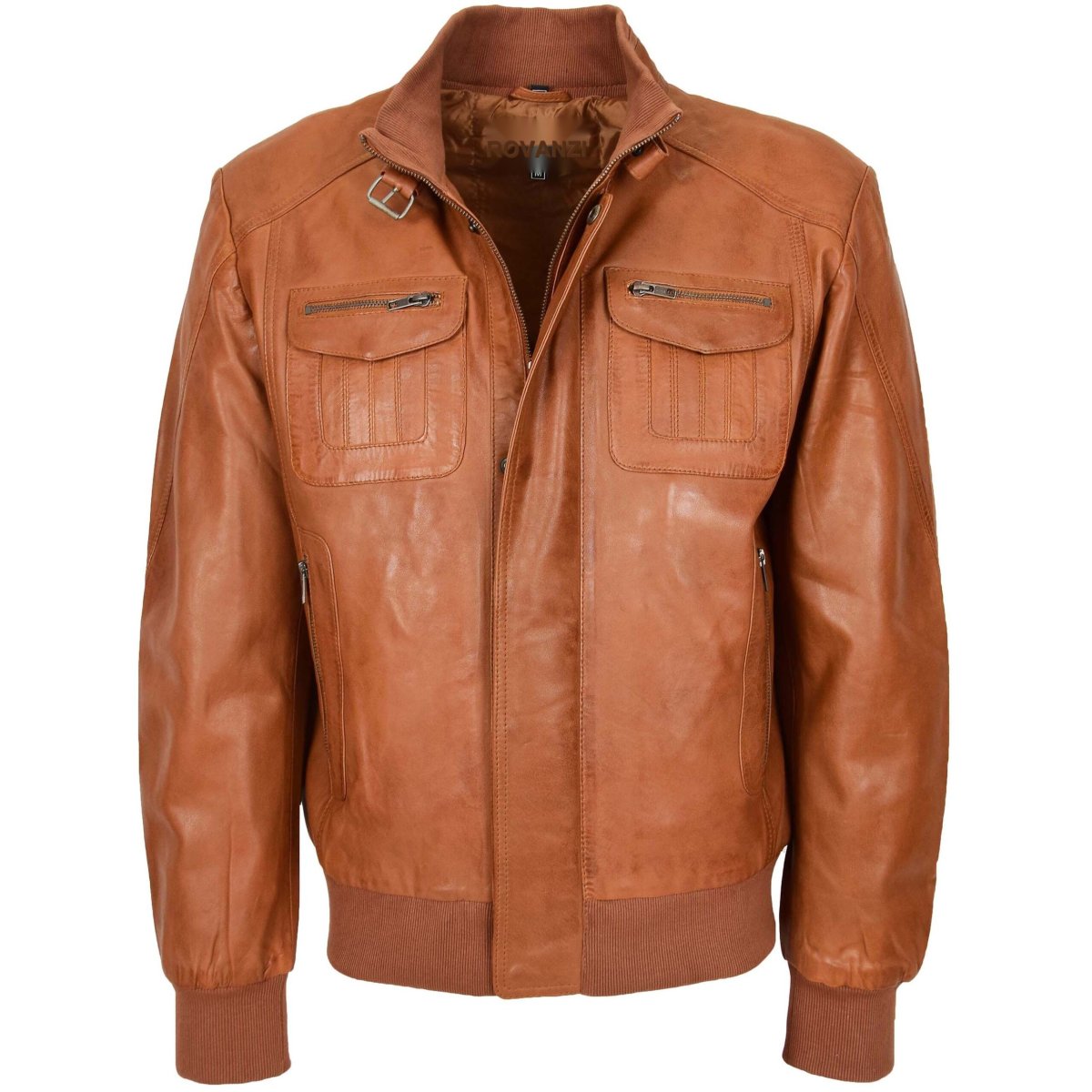 BUNERI Bomber de Cuero Tostado Vuelo para Hombre - Imagen 2