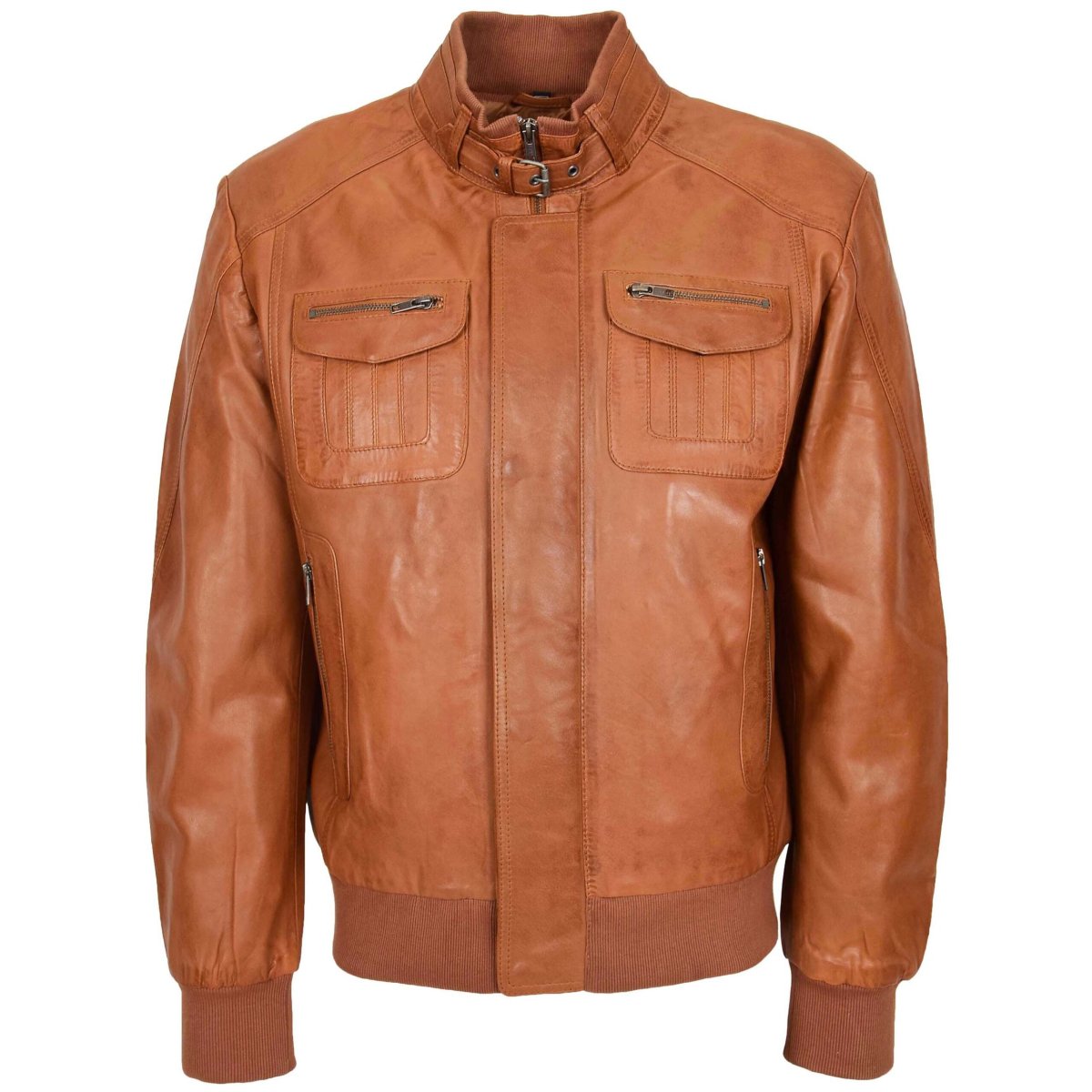 BUNERI Bomber de Cuero Tostado Vuelo para Hombre - Imagen 4