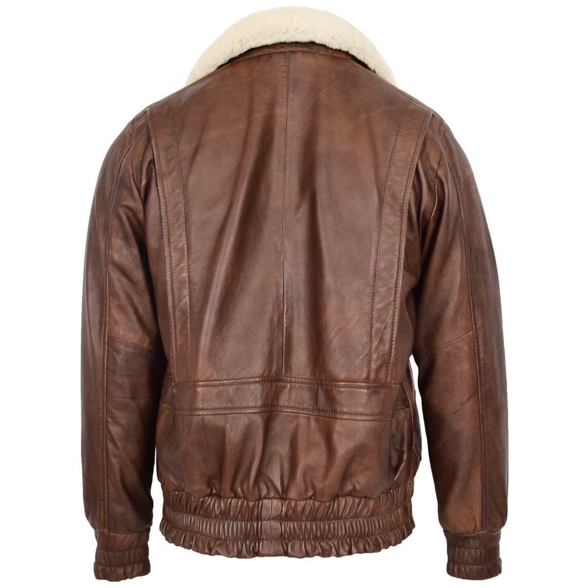 BUNERI Chaqueta Hombre Cuero Bomber Estilo G-1 Aviador Marron - Imagen 3