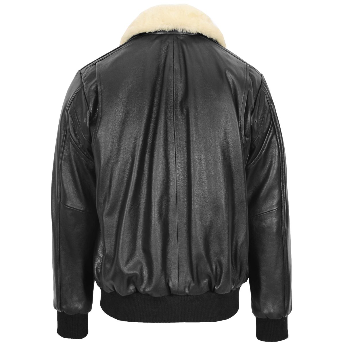 BUNERI Chaqueta Hombre Cuero Bomber G-1 Estilo Aviador Negro - Imagen 3