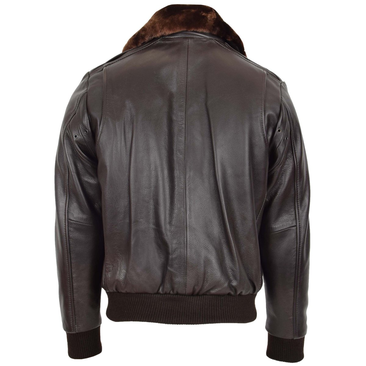 BUNERI Piloto Cuero Leroy Marrón Bomber Cuello Desmontable - Imagen 3