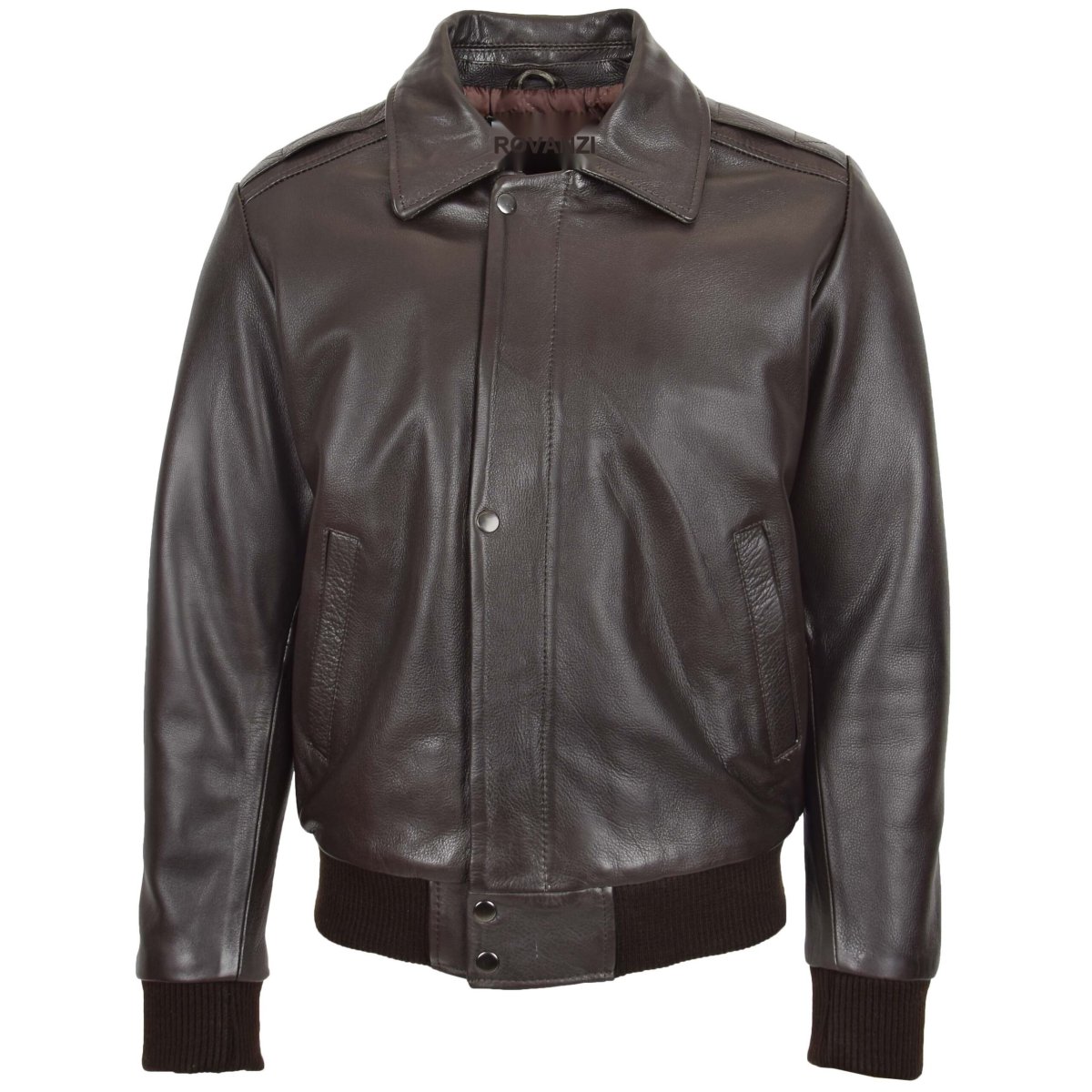 BUNERI Piloto Cuero Leroy Marrón Bomber Cuello Desmontable - Imagen 5