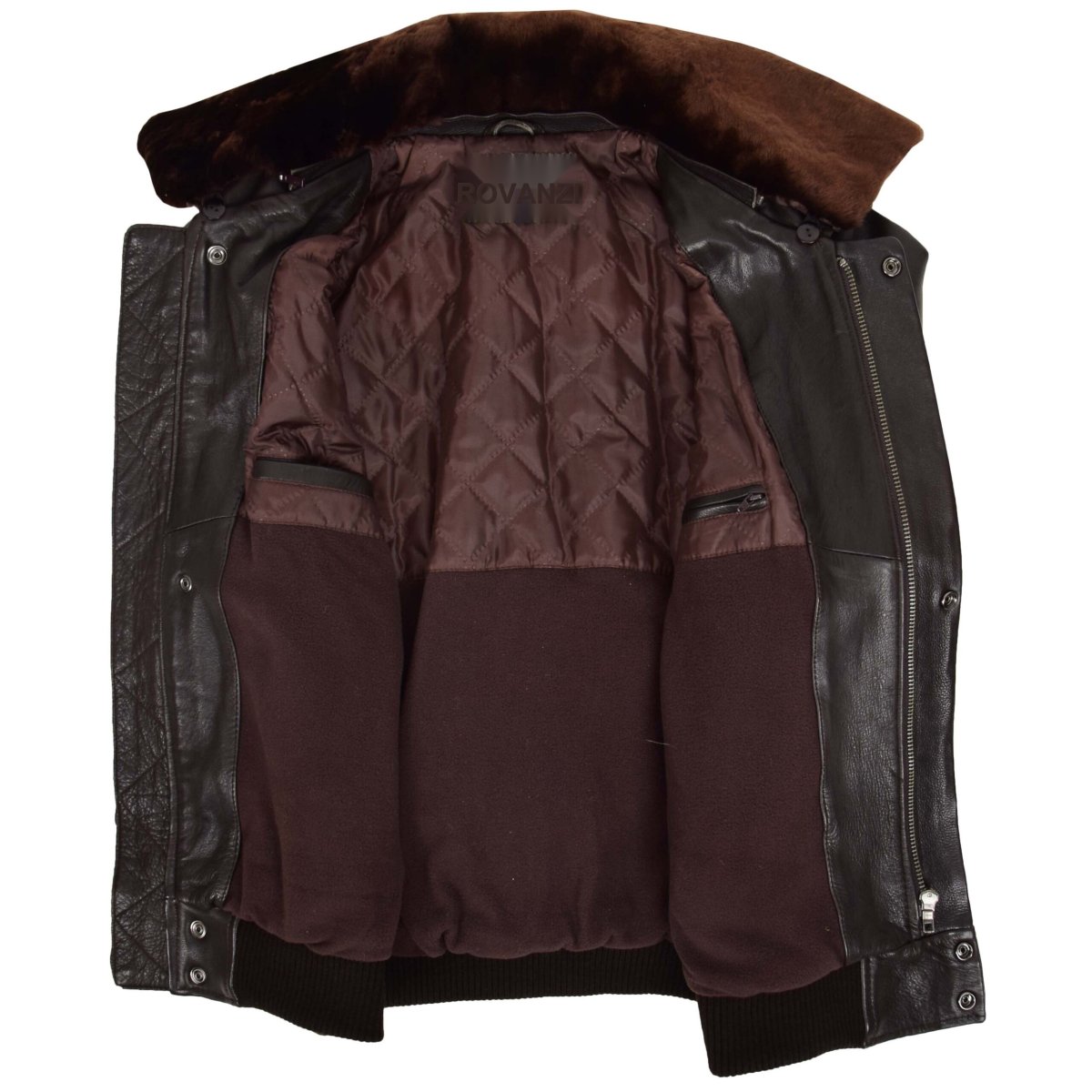 BUNERI Piloto Cuero Leroy Marrón Bomber Cuello Desmontable - Imagen 8