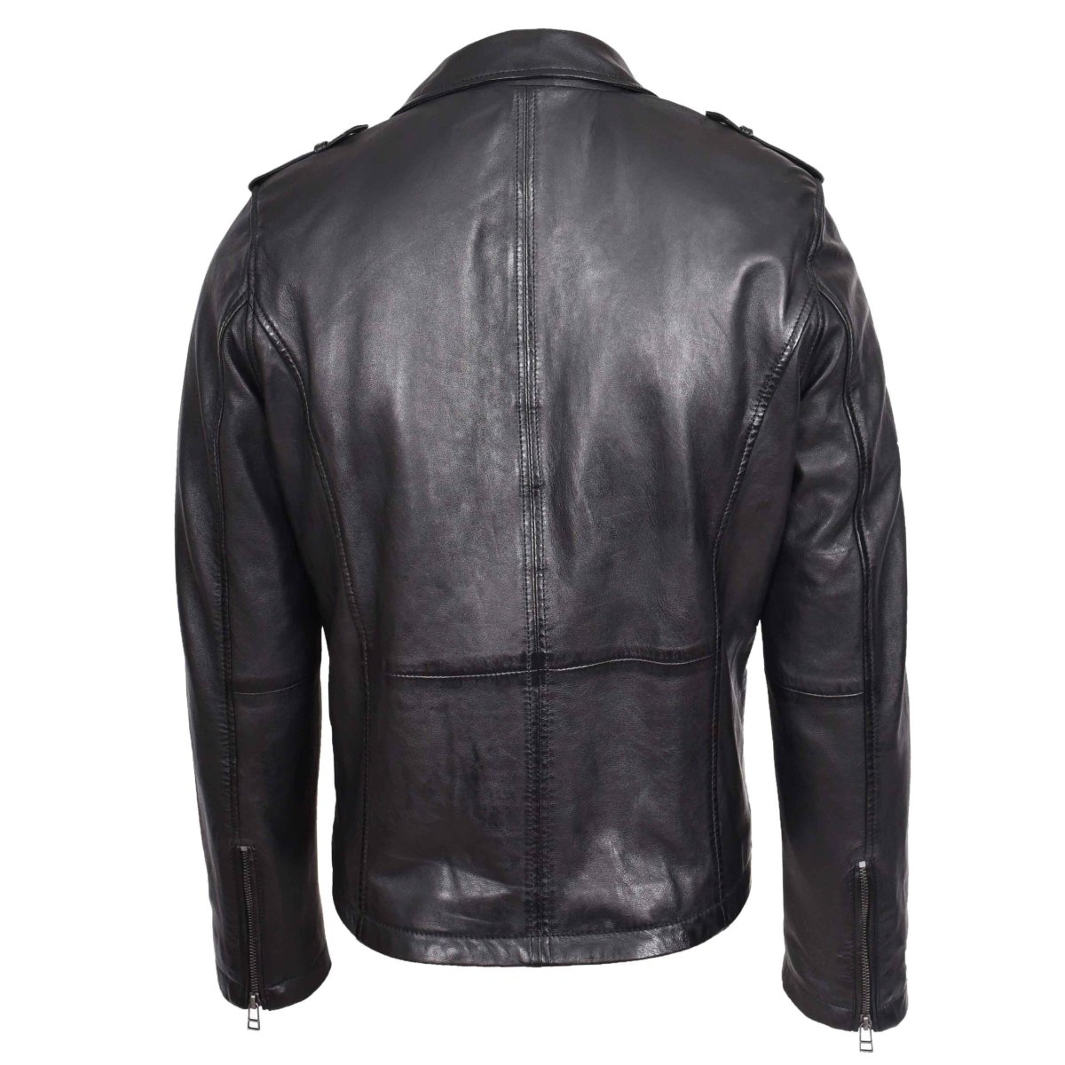 BUNERI Biker de Cuero Daylen Negro Brando Cremallera Cruzada - Imagen 3