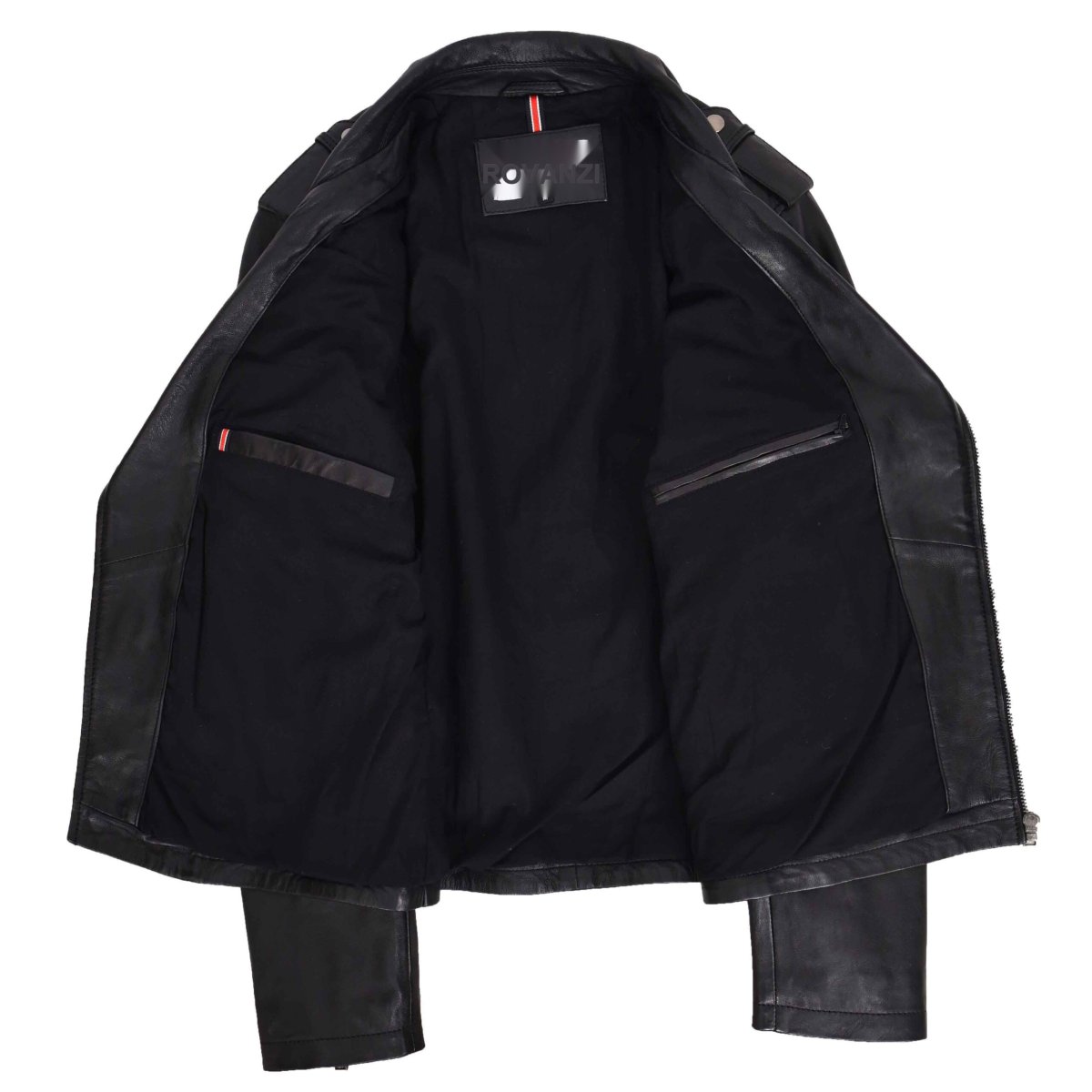 BUNERI Biker de Cuero Daylen Negro Brando Cremallera Cruzada - Imagen 7